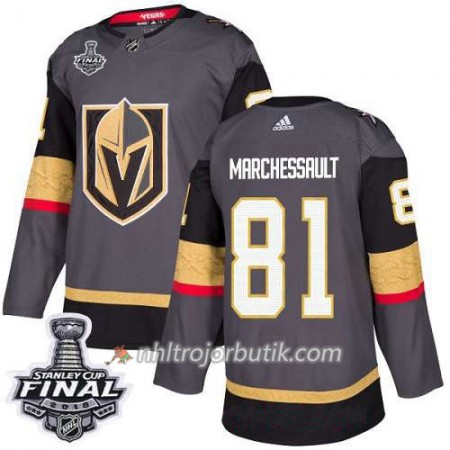 Män Ishockey Vegas Golden Knights Tröja Jonathan Marchessault 81 2018 Stanley Cup Final Patch Adidas Grå Authentic
